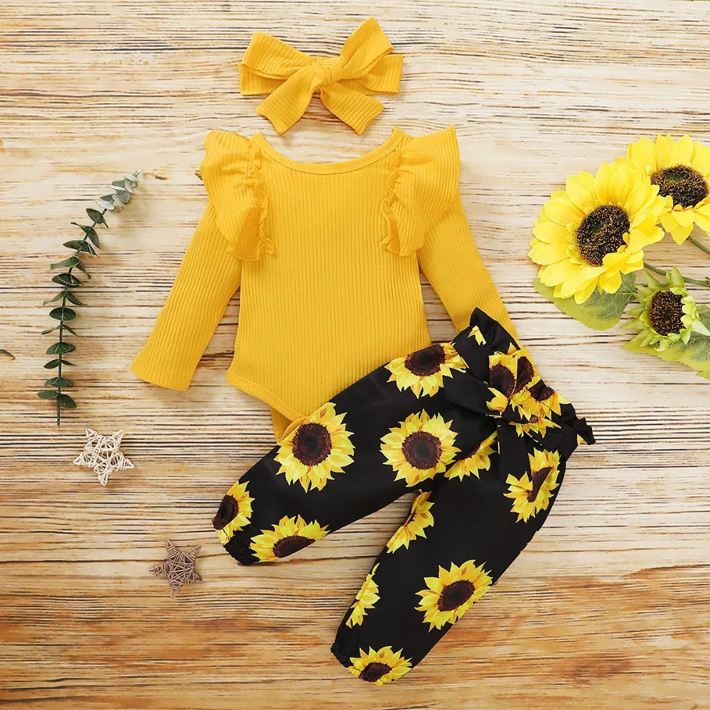 3Pcs Baby Girl Clothes Set Newborn Kids Clothing Childern Toddler Girl Clothes Bebe Girl Outfits Infant New Born Clothes