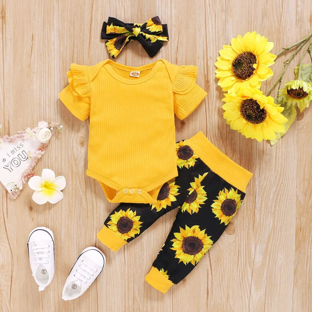 3Pcs Baby Girl Clothes Set Newborn Kids Clothing Childern Toddler Girl Clothes Bebe Girl Outfits Infant New Born Clothes