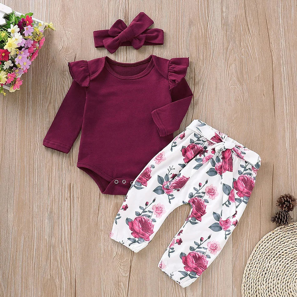 3Pcs Baby Girl Clothes Set Newborn Kids Clothing Childern Toddler Girl Clothes Bebe Girl Outfits Infant New Born Clothes
