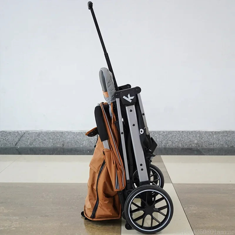 Lightweight baby stroller that can sit or lie down, with one click folding and high appearance, multifunctional baby stroller
