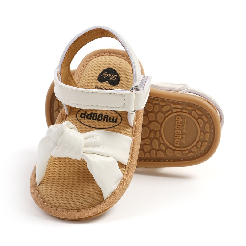Infant Girls Cute Bowknot Sandals Soft Sole Non-slip Summer Shoes for Baby Toddler Newborn Open Toe Walking Sandals