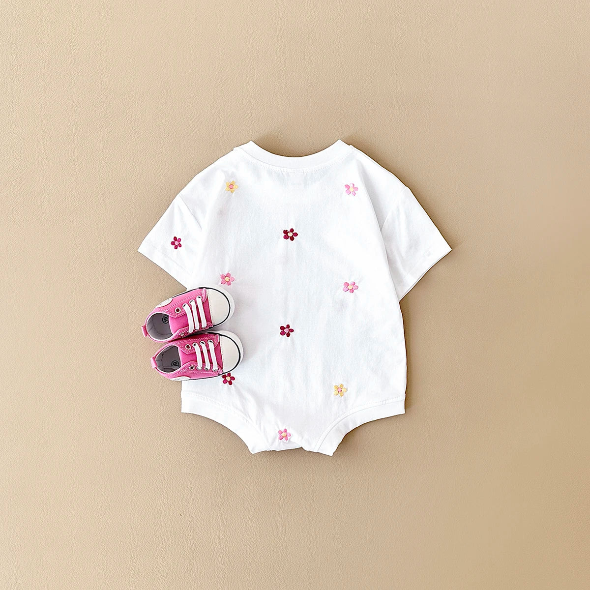 Summer Baby Romper Newborn Floral Print Round Neck Short Sleeved Jumpsuit Cotton Infant Bodysuit Girls Child Clothing 0-18M