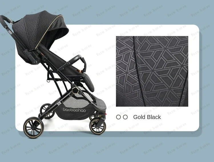 Lightweight foldable stroller Can sit, lie down, two-way Newborn baby stroller with high view Four wheel Trolley Cart
