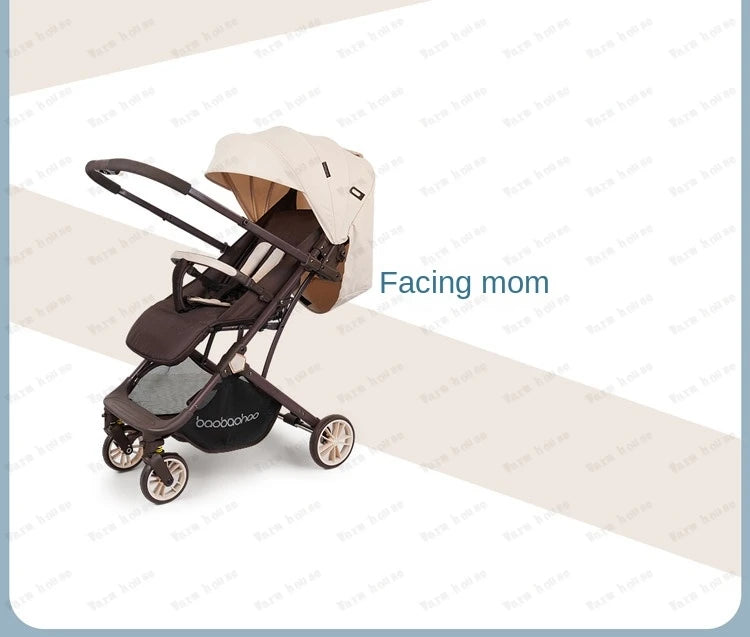 Lightweight foldable stroller Can sit, lie down, two-way Newborn baby stroller with high view Four wheel Trolley Cart