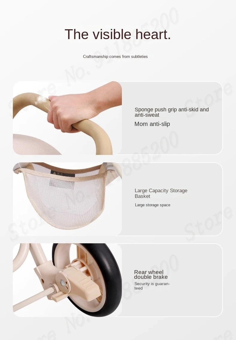 Small Lightweight Stroller Can Sit and Lie Down Travel Pocket Stroller a Button to Close the Car Removable Armrest Umbrella car