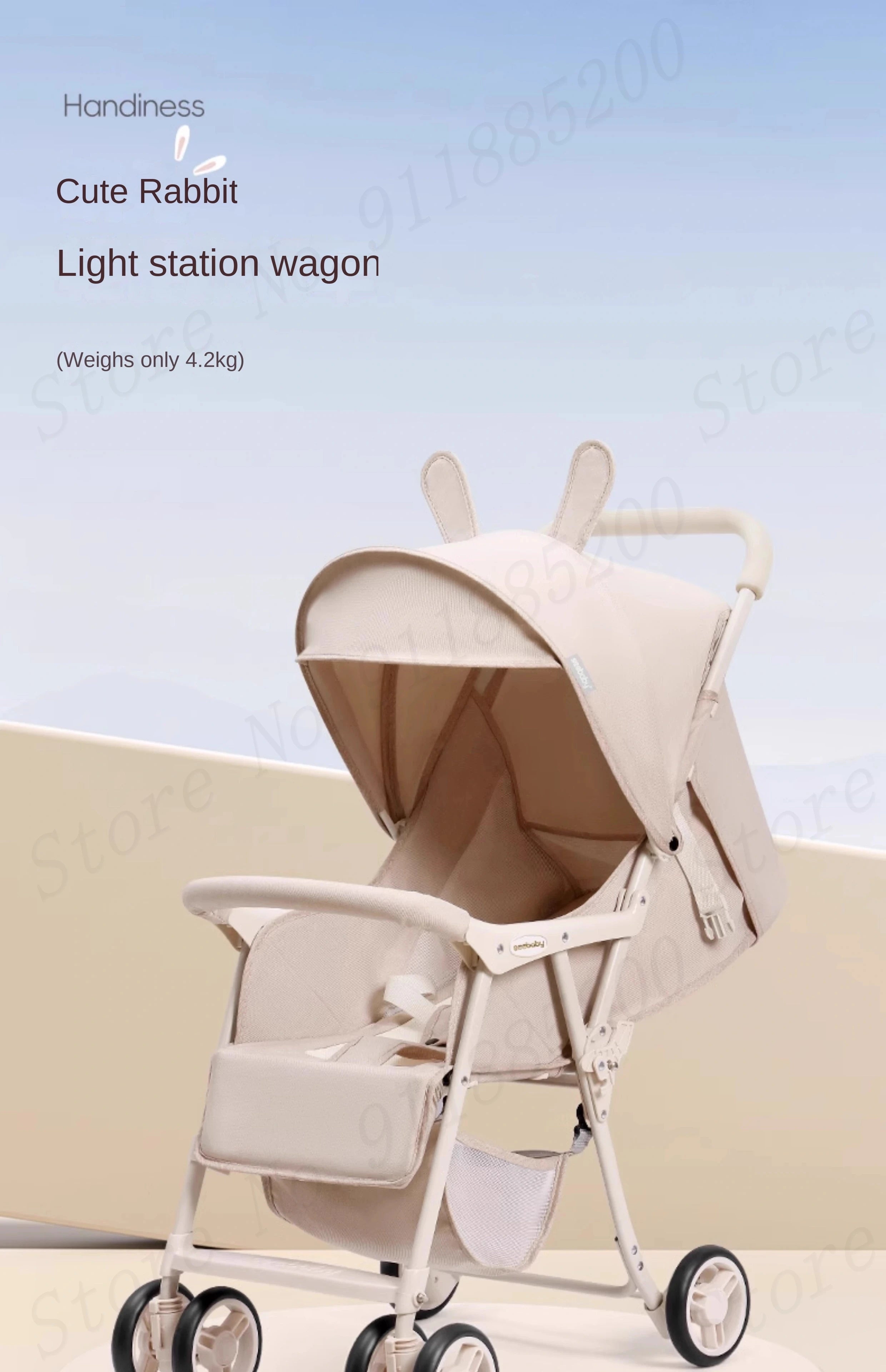 Small Lightweight Stroller Can Sit and Lie Down Travel Pocket Stroller a Button to Close the Car Removable Armrest Umbrella car
