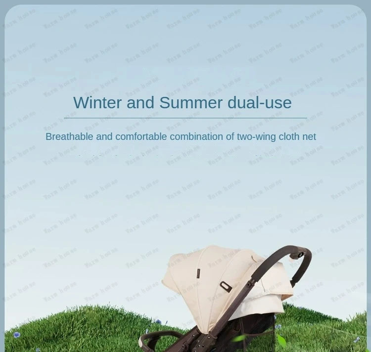 Lightweight foldable stroller Can sit, lie down, two-way Newborn baby stroller with high view Four wheel Trolley Cart