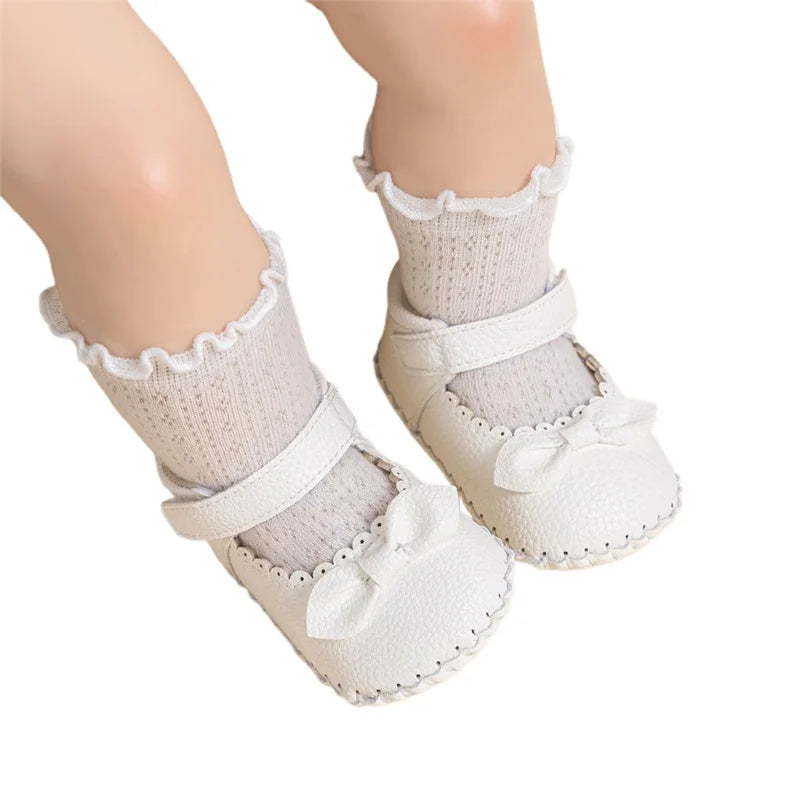 Adorable Baby Girls Mary Jane Shoes with Sweet Bow Detail and Comfortable Non-Slip Sole for First Steps
