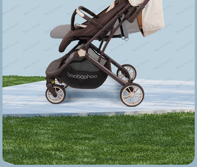 Lightweight foldable stroller Can sit, lie down, two-way Newborn baby stroller with high view Four wheel Trolley Cart