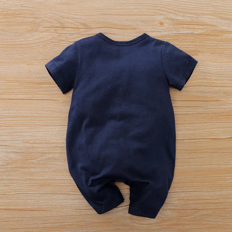 Summer Boys And Girls Cute Cartoon Moon Print Cotton Comfortable Casual Baby Short Sleeve Bodysuit