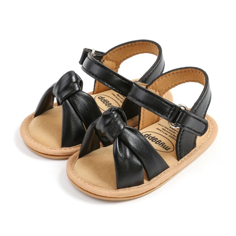 Infant Girls Cute Bowknot Sandals Soft Sole Non-slip Summer Shoes for Baby Toddler Newborn Open Toe Walking Sandals