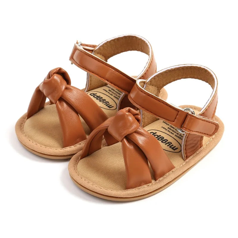Infant Girls Cute Bowknot Sandals Soft Sole Non-slip Summer Shoes for Baby Toddler Newborn Open Toe Walking Sandals