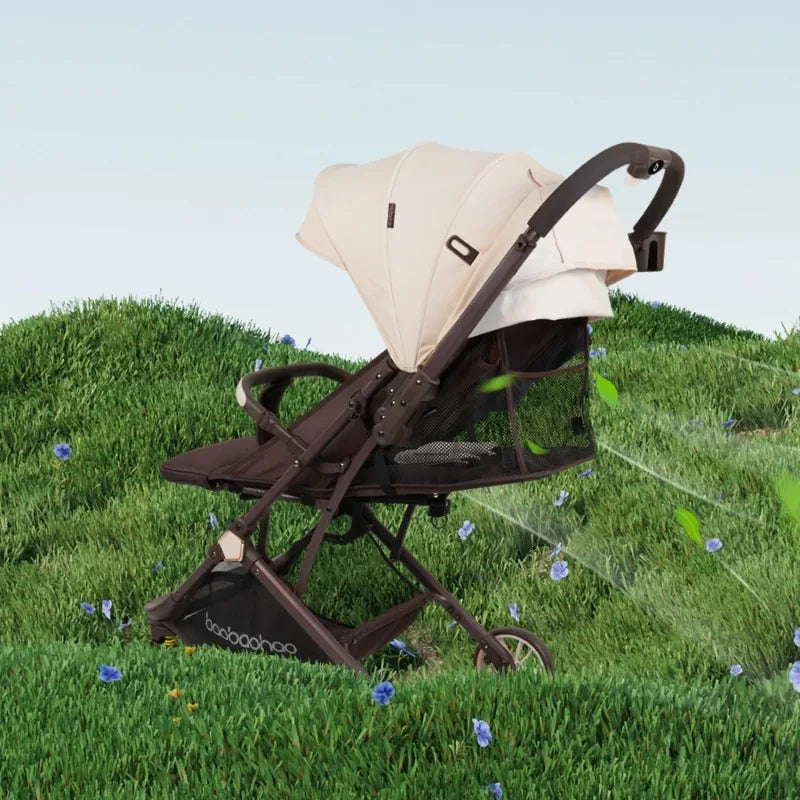 Lightweight foldable stroller Can sit, lie down, two-way Newborn baby stroller with high view Four wheel Trolley Cart