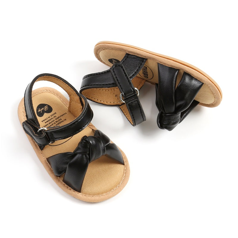 Infant Girls Cute Bowknot Sandals Soft Sole Non-slip Summer Shoes for Baby Toddler Newborn Open Toe Walking Sandals