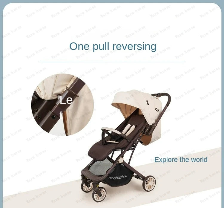 Lightweight foldable stroller Can sit, lie down, two-way Newborn baby stroller with high view Four wheel Trolley Cart