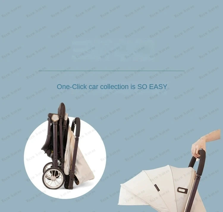 Lightweight foldable stroller Can sit, lie down, two-way Newborn baby stroller with high view Four wheel Trolley Cart