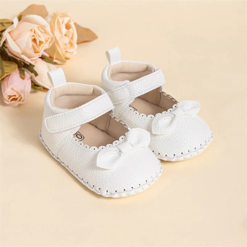 Adorable Baby Girls Mary Jane Shoes with Sweet Bow Detail and Comfortable Non-Slip Sole for First Steps
