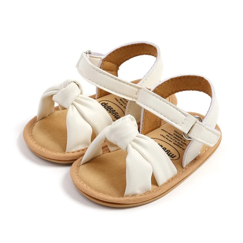 Infant Girls Cute Bowknot Sandals Soft Sole Non-slip Summer Shoes for Baby Toddler Newborn Open Toe Walking Sandals