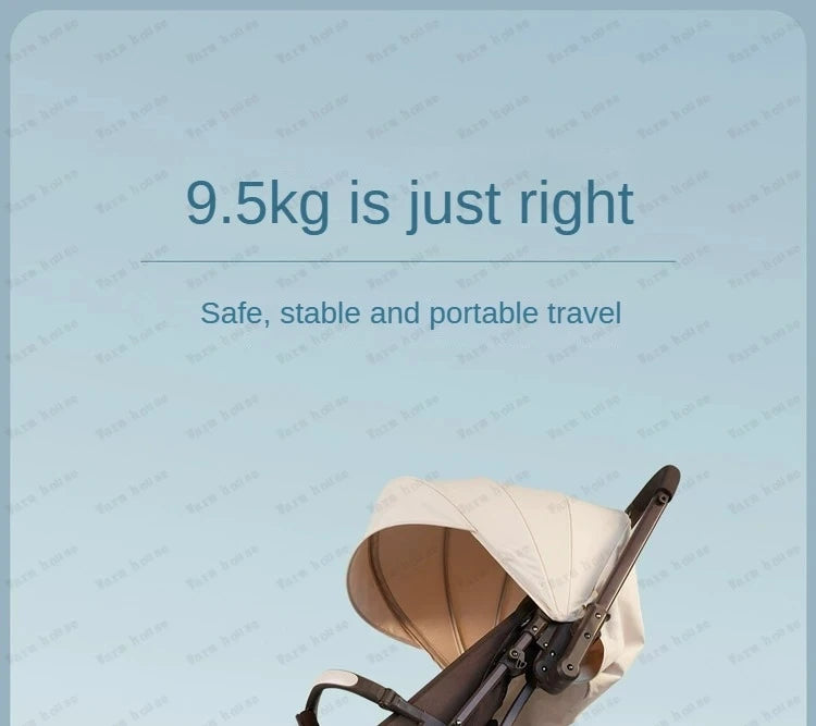 Lightweight foldable stroller Can sit, lie down, two-way Newborn baby stroller with high view Four wheel Trolley Cart