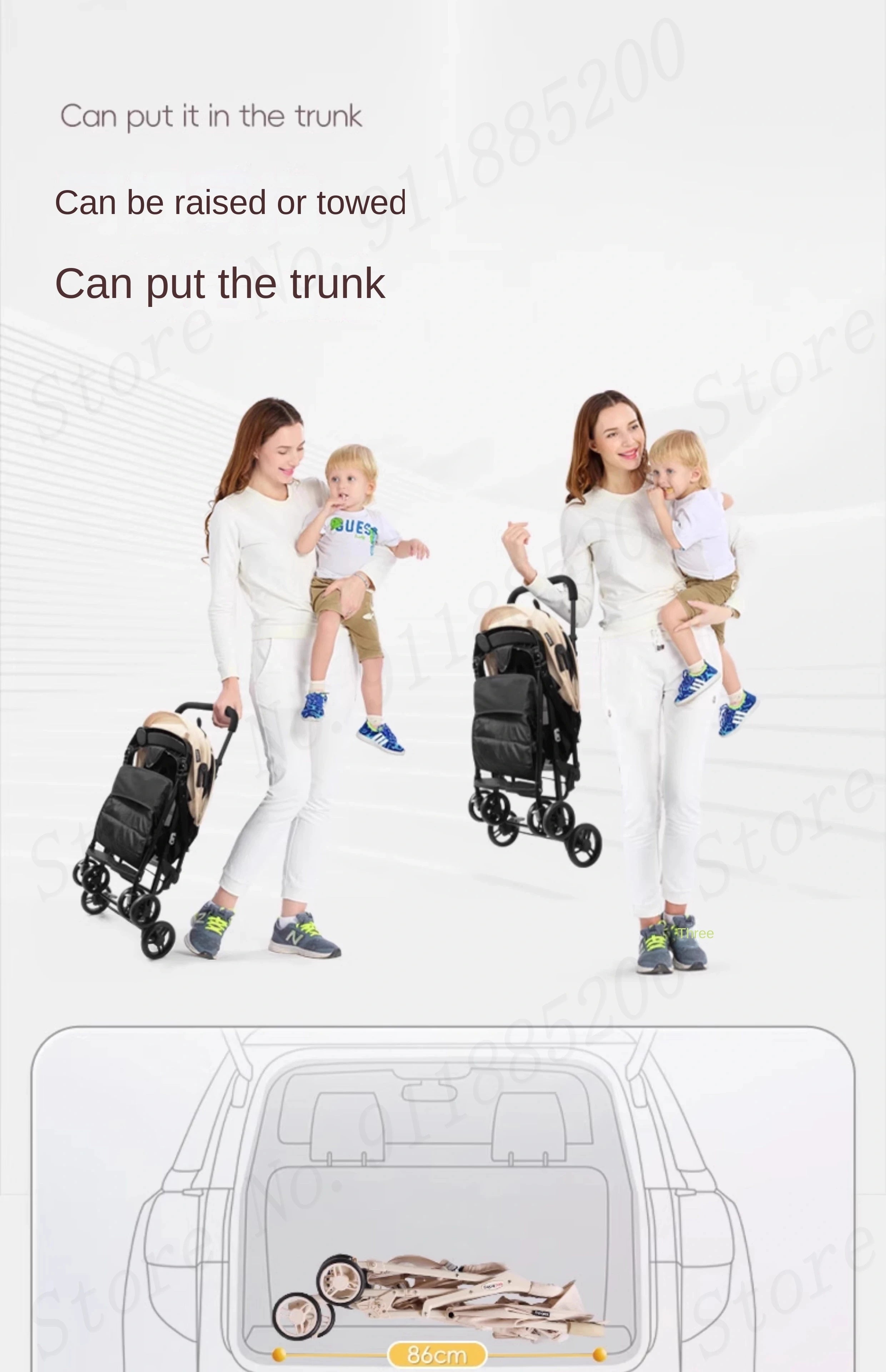 Small Lightweight Stroller Can Sit and Lie Down Travel Pocket Stroller a Button to Close the Car Removable Armrest Umbrella car