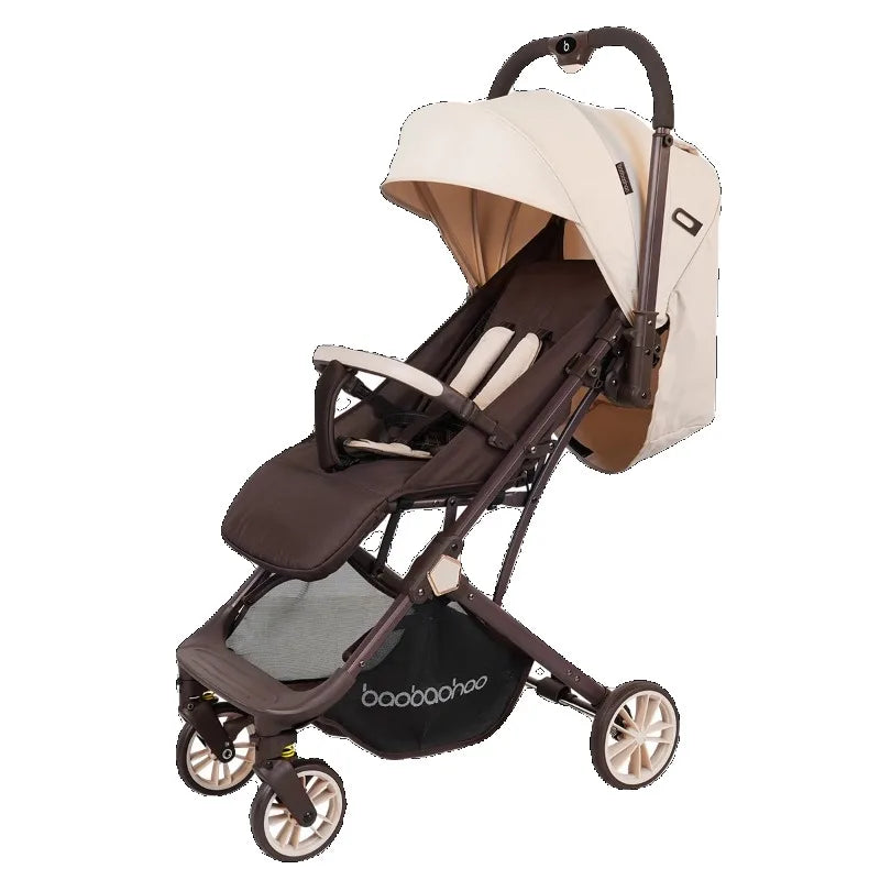 Lightweight foldable stroller Can sit, lie down, two-way Newborn baby stroller with high view Four wheel Trolley Cart