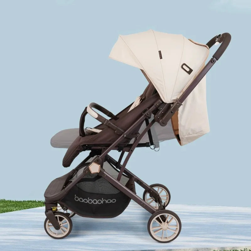 Lightweight foldable stroller Can sit, lie down, two-way Newborn baby stroller with high view Four wheel Trolley Cart