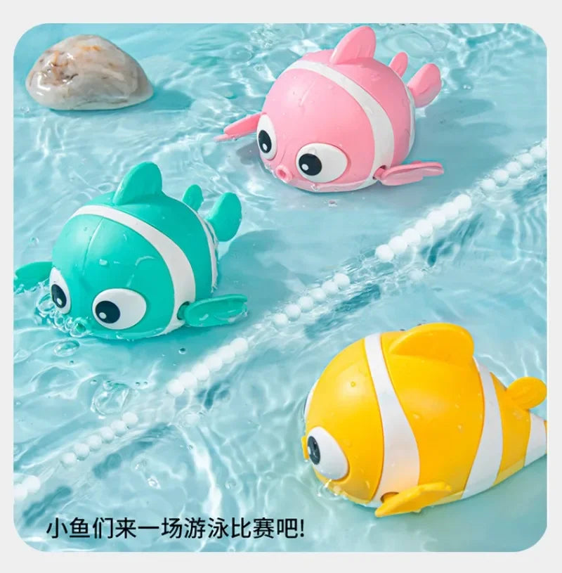 Bath Toys Cute Swimming Clown Fish Bath Toy for Toddlers Floating Wind Up Toys for Boy Girl New Born Baby Bathtub Toddler Toys