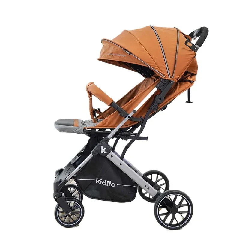 Lightweight baby stroller that can sit or lie down, with one click folding and high appearance, multifunctional baby stroller