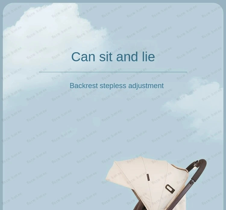 Lightweight foldable stroller Can sit, lie down, two-way Newborn baby stroller with high view Four wheel Trolley Cart