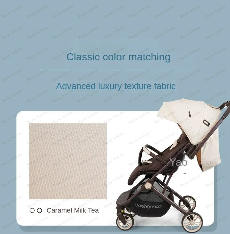 Lightweight foldable stroller Can sit, lie down, two-way Newborn baby stroller with high view Four wheel Trolley Cart