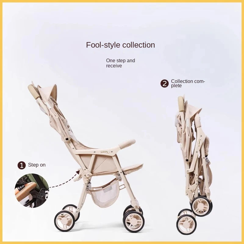 Small Lightweight Stroller Can Sit and Lie Down Travel Pocket Stroller a Button to Close the Car Removable Armrest Umbrella car