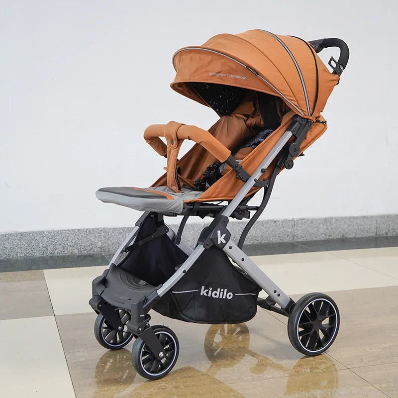 Lightweight baby stroller that can sit or lie down, with one click folding and high appearance, multifunctional baby stroller