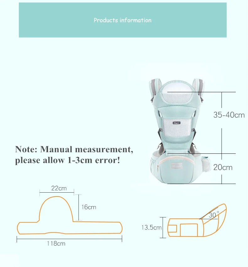 Baby Carrier Ergonomic Infant Carrier with Hip Seat Kangaroo Bag Soft Baby Carrier Newborn to Toddler 7-45lbs Front and Back Bab