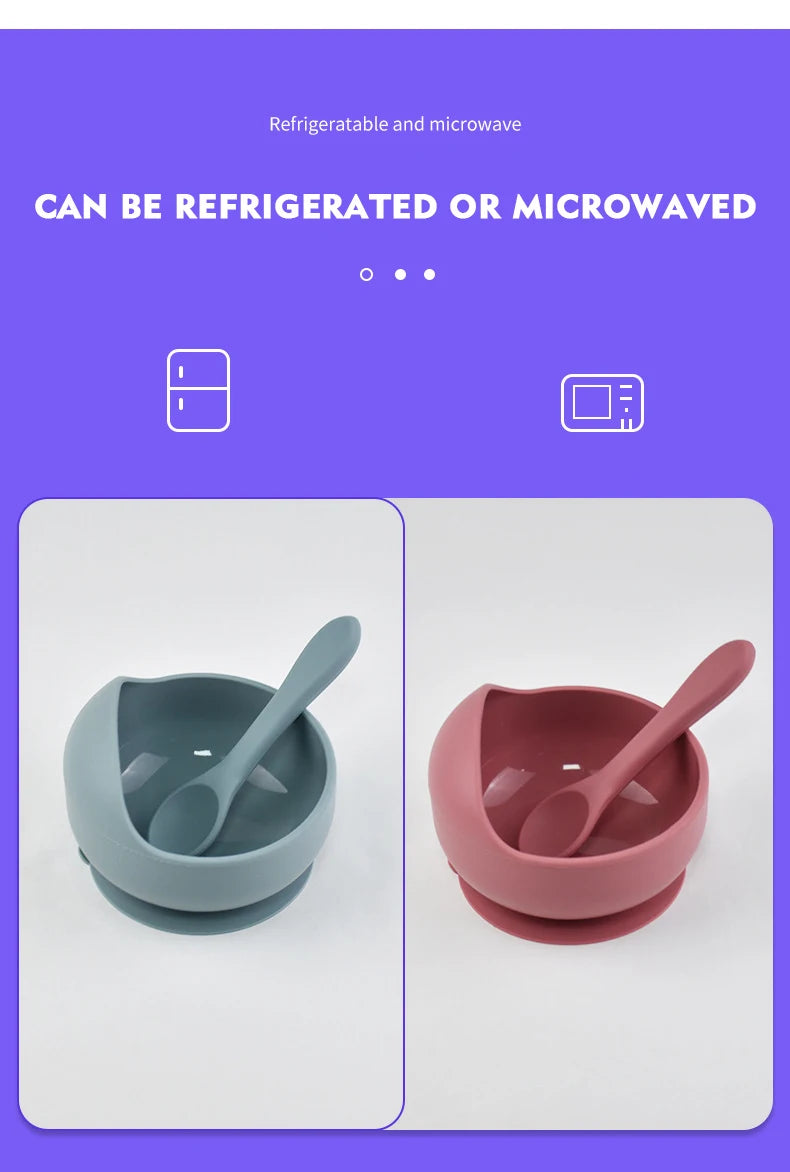 Silicone Baby Bowl Self feeding Training Snail Bowl Infant Anti Drop Sucker Set With Spoon Set Children's Feeding Tableware
