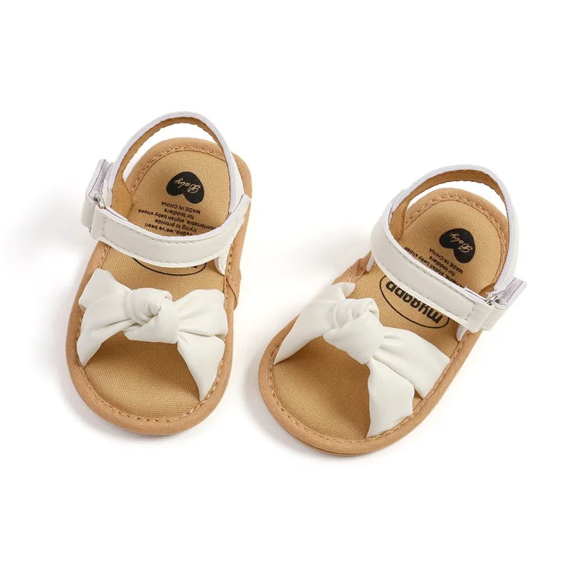Infant Girls Cute Bowknot Sandals Soft Sole Non-slip Summer Shoes for Baby Toddler Newborn Open Toe Walking Sandals